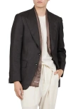 Tom Ford Shelton Check Wool, Silk & Linen Blazer In Black
