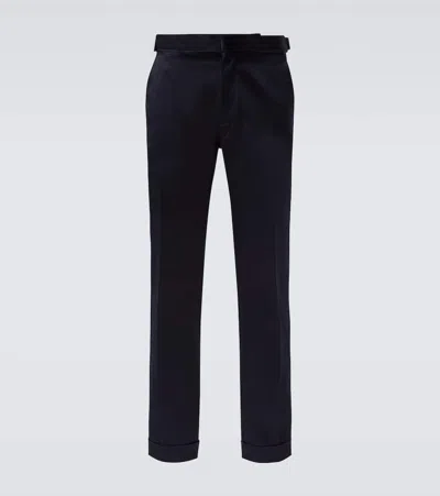 Tom Ford Shelton Cotton Satin Suit Pants In Blue