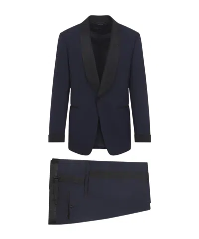 Tom Ford Shelton Evening Wool Suit In Blue