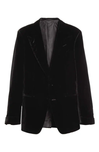 Tom Ford Shelton Fluid Velvet Cocktail Jacket In Black