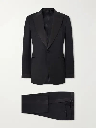 Tom Ford Shelton Grosgrain-trimmed Wool And Mohair-blend Twill Tuxedo Suit In Black