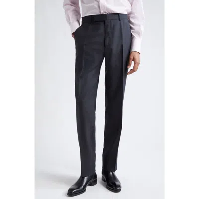 Tom Ford Shelton Mohair, Wool & Silk Trousers In Grey Melange