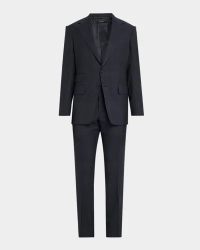 Tom Ford Shelton Plaid Wool Single-breasted Suit In Blue
