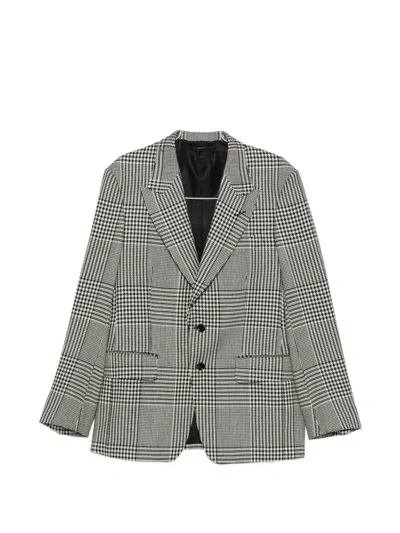 Tom Ford Shelton Prince Of Wales Checked Blazer In Gray