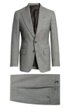 Tom Ford Check-pattern Single-breasted Suit In Ig710 Dark Grey