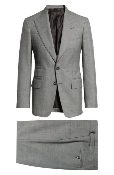 Tom Ford Check-pattern Single-breasted Suit In Ig710 Dark Grey