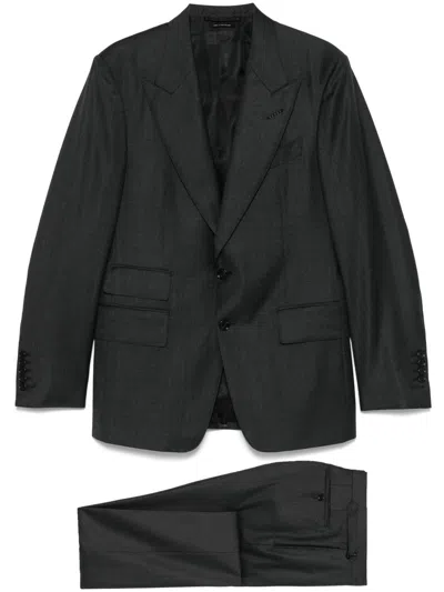 Tom Ford Shelton Single-breasted Wool Suit In Green
