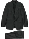 Tom Ford Single-breasted Wool Suit With Buttoned Cuffs In Grey