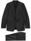 Tom Ford Single-breasted Wool Suit With Buttoned Cuffs In Grey