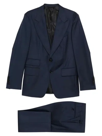 Tom Ford Shelton Wool Suit Single Breasted Notch Lapel In Blue