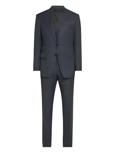 Tom Ford Mens Shelton Prince Of Wales Suit In Navy In Multi
