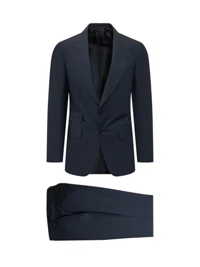 Tom Ford Wool Super 110s Sharkskin Shelton 2-piece Suit In Navy