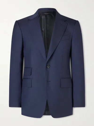 Tom Ford Shelton Wool Sharkskin Suit Jacket In Blue