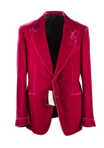 Pre-owned Tom Ford Shelton Velvet Red Tuxedo Dinner Jacket Size 54 It / 44r U.s.