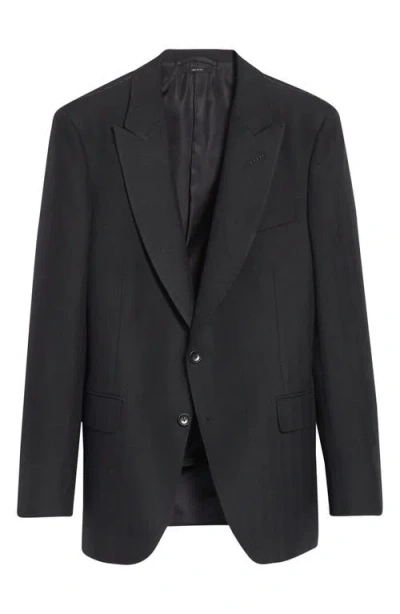 Tom Ford Shelton Wool Herringbone Sport Coat In Black