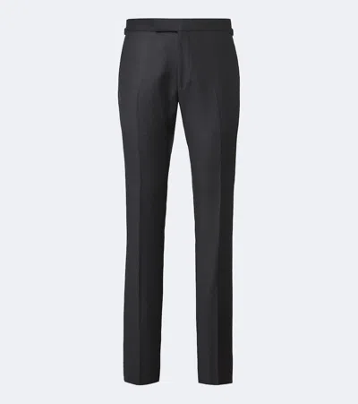 Tom Ford Shelton Wool Slim Pants In Gray