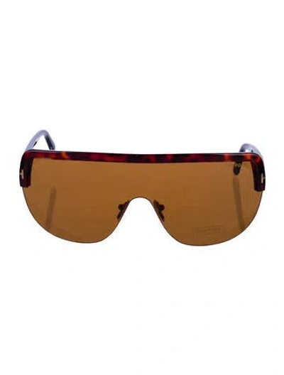 Pre-owned Tom Ford Shield Mirrored Sunglasses In Brown