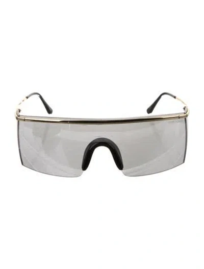 Pre-owned Tom Ford Shield Mirrored Sunglasses In Gold