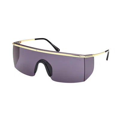 Tom Ford Shield Semi Rim, With A Gold Frame And Smoke Lens.