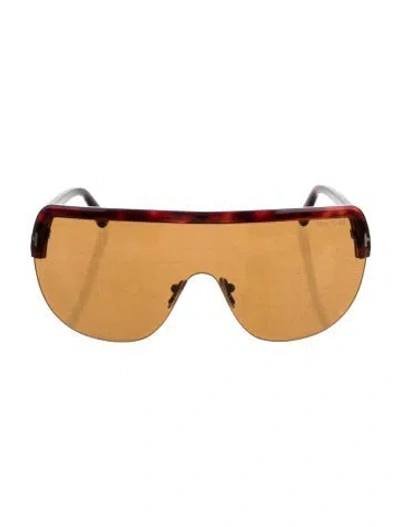 Pre-owned Tom Ford Shield Tinted Sunglasses In Brown