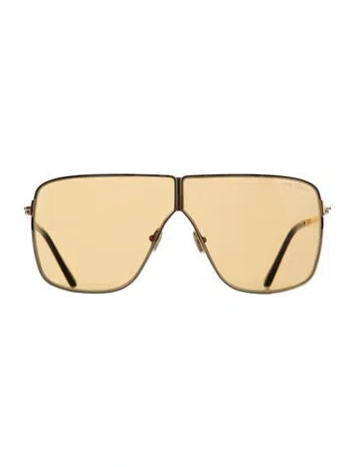 Pre-owned Tom Ford Shield Tinted Sunglasses In Gold