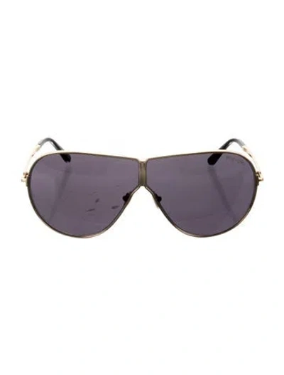 Pre-owned Tom Ford Shield Tinted Sunglasses In Gold