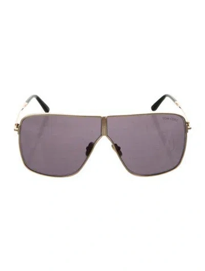 Pre-owned Tom Ford Shield Tinted Sunglasses In Gold