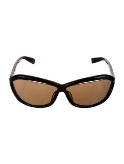 Pre-owned Tom Ford Shield Tinted Sunglasses In Silver