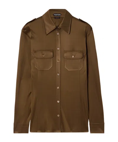 Tom Ford Shimmey Shirt In Brown