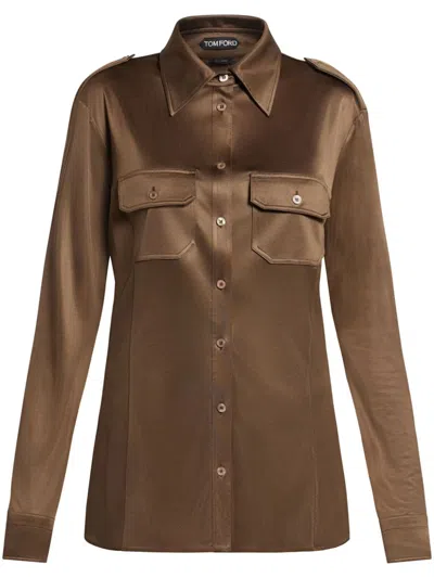 Tom Ford Shimmey Shirt In Brown