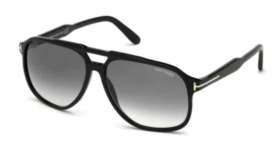 Pre-owned Tom Ford Shiny Black/gray Gradient Ft 0753 01b Raoul Unisex Sunglasses
