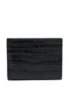 Tom Ford Card Holder In Shiny Crocodile Print Leather In Black