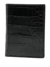 Tom Ford Crocodile Embossed Bi-fold Wallet And Cardholder In Black