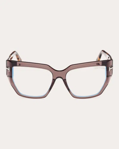 Tom Ford Shiny Dark Brown Square Blue-light Glasses