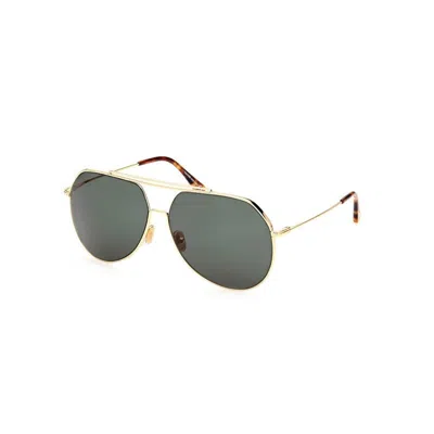 Tom Ford Shiny Deep Gold Men's Sunglasses With Green Lenses