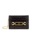 Tom Ford Mini Brown Crossbody Bag With T Logo Detail In Croco Printed Leather Woman In Brown