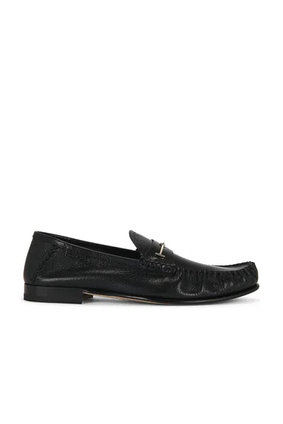 Tom Ford Shiny Goat Leather Double T Hardware Ripley Loafer In Black