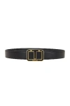 Tom Ford Shiny Grain Goat Enamel Scored T Belt In Black