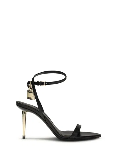 Tom Ford Shiny Leather Padlock Pointy Naked Sandal In Black