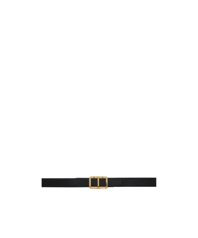 Tom Ford Shiny Printed Goat Scored T Belt In Black