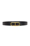 Tom Ford Shiny Printed Goat Stadium T Belt 30 Mm In Black