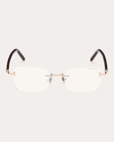 Tom Ford Shiny Rose Goldtone Rectangular Blue-light Glasses