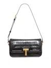 Tom Ford Mini Shoulder Bag In Stamped Crocodile Calf Leather In Black