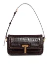 Tom Ford Mini Embossed Crocodile Leather Bag In Brown