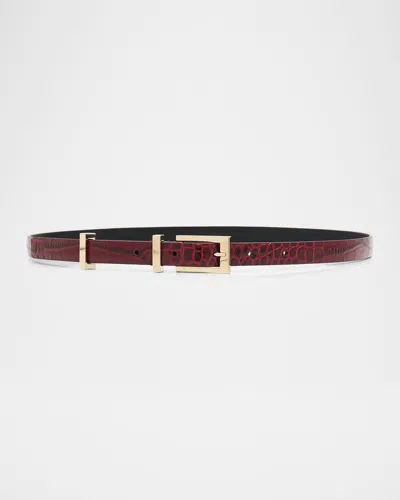 Tom Ford Shiny Stamped Croc-embossed Leather Belt In Red
