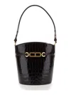 Tom Ford Brown Handbag With T Logo Detail In Croco Printed Leather Woman In Black