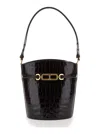 Tom Ford Brown Handbag With T Logo Detail In Croco Printed Leather Woman In Black