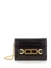 Tom Ford Mini Brown Crossbody Bag With T Logo Detail In Croco Printed Leather Woman In Brown