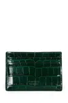 Tom Ford Leather Card Holder With Crocodile Effect In Green