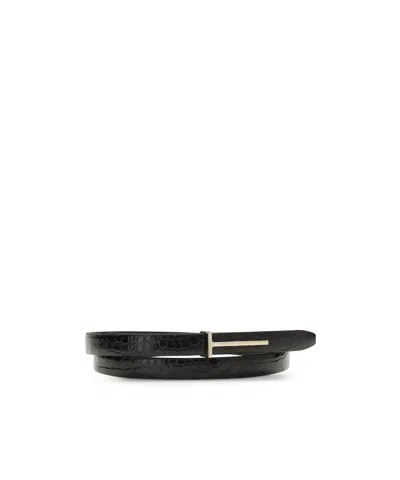 TOM FORD TOM FORD SHINY STAMPED EMBOSSED SLIM T BELT